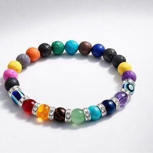 Chakra‑Style Gemstone Diffuser Bracelet